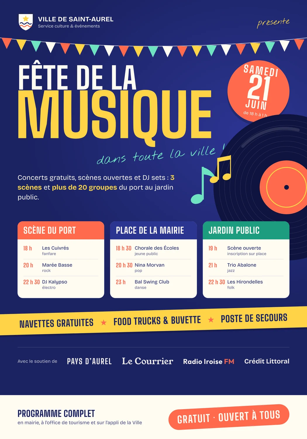 Ville de Saint-Aurel — flyer Fête de la musique